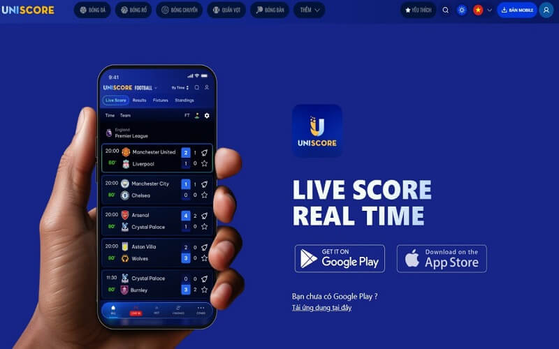 Xem tỷ số bóng đá trực tuyến nhanh, đầy đủ và chính xác tại Uniscore